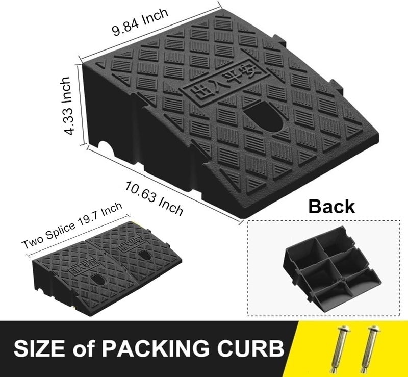Deshitong 2Pack Curb Ramp Black Color, Portable Lightweight Heavy Duty Plastic Driveway Curb Ramps for Low Cars,Motorcycle Ramp,Curb Ramps (4.33 inch High) - Image 3